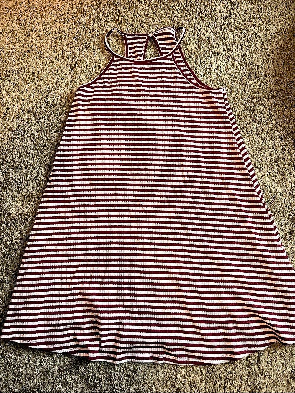 Love Fire Striped Casual Dress in Red & White